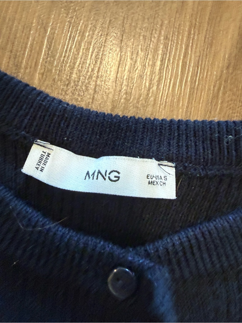 Mango Navy Ruffle-Trim Button Cardigan - Picture 2 of 2